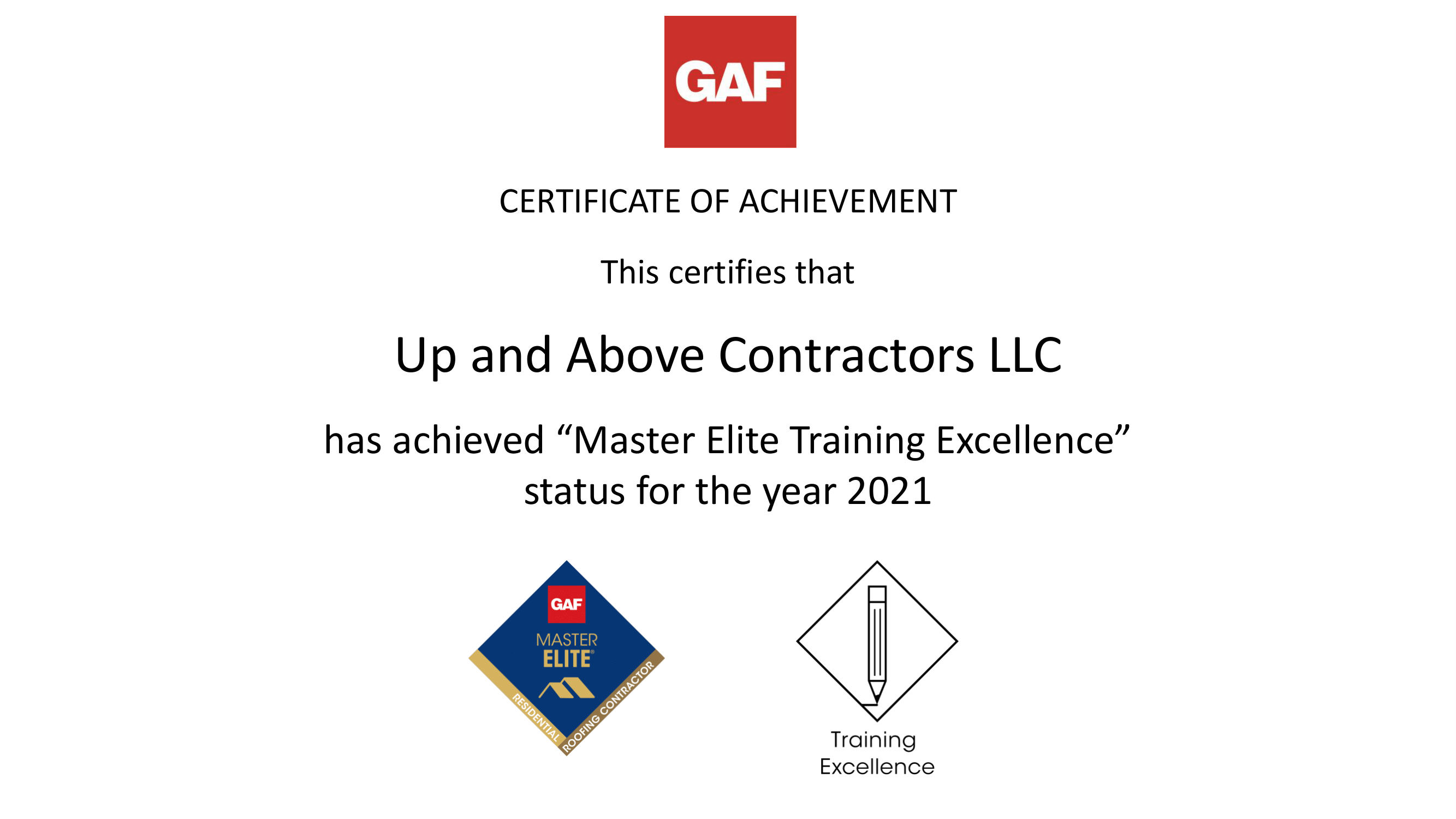 Up and Above Training Excellence