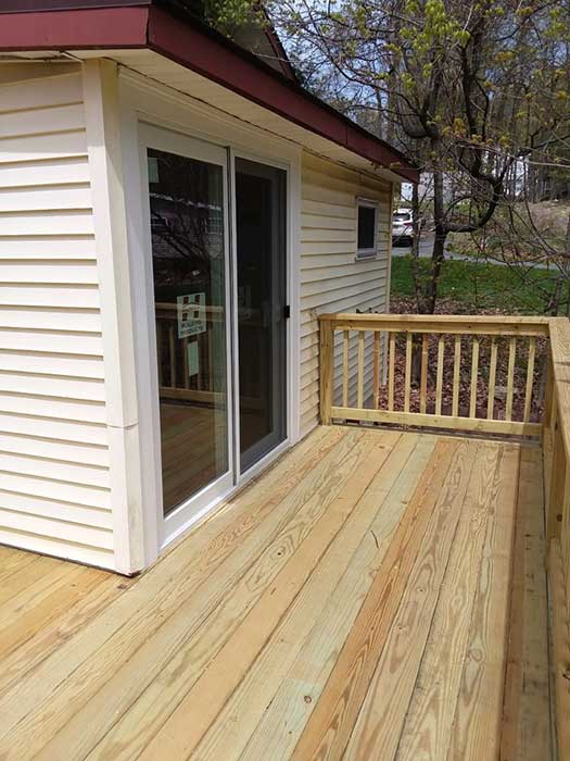 Pressure Treated Wood Deck With Sliding Glass Door Hopatcong Nj